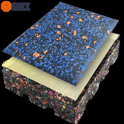 بلاط مطاطي ممتاز عالي الأداء مع بقع ملونة لأرضيات الصالات الرياضية ومساحات اللياقة البدنية التجارية